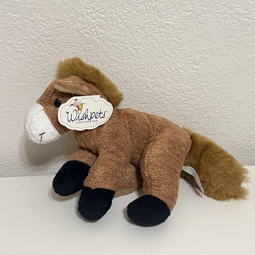 Vintage WishPets Harrison Horse Pony Plush Stuffed Animal Brown #92003 2001 TAG